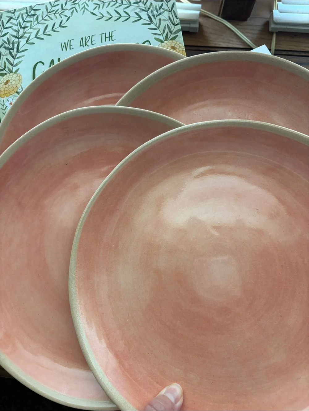 Set of 4 Threshold Dinner Plate bamboo Melamine peach tan ORANGE 10.5